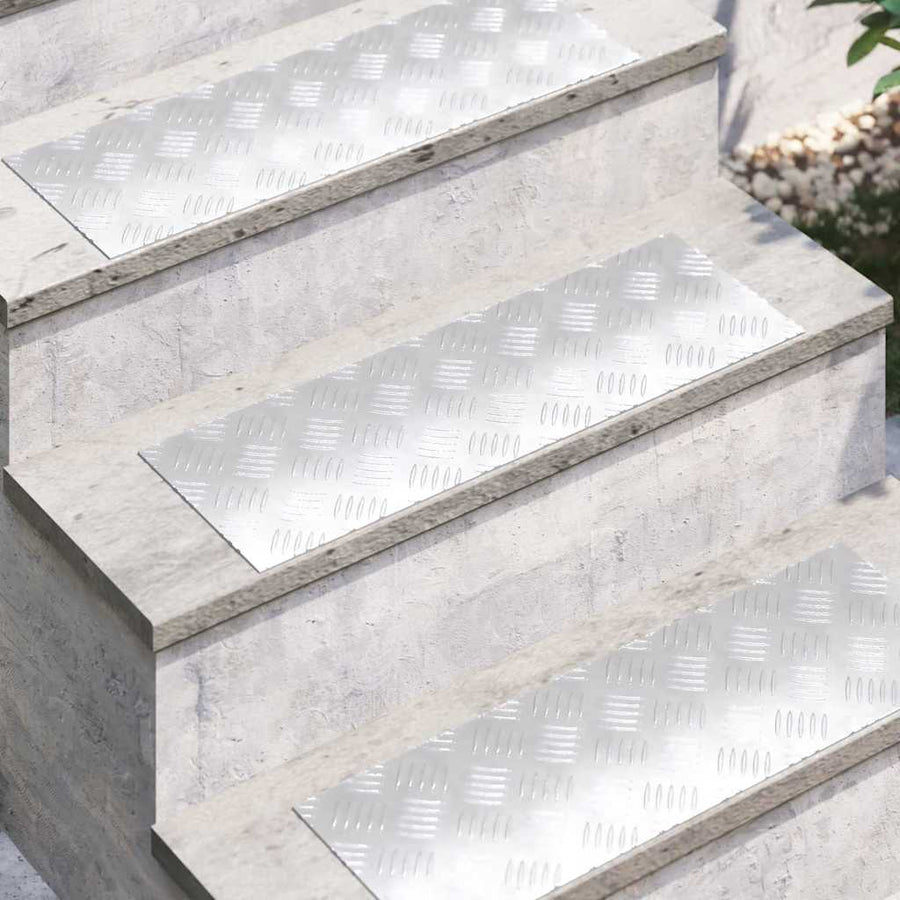 Trap Tread Rechthoekig 2 pcs Zilver 60 x 20 cm Aluminium
