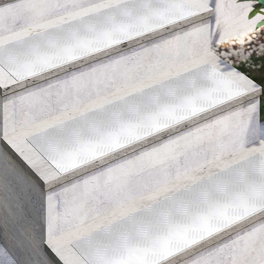 Trap Tread Rechthoekig 2 pcs Zilver 70 x 20 cm Aluminium