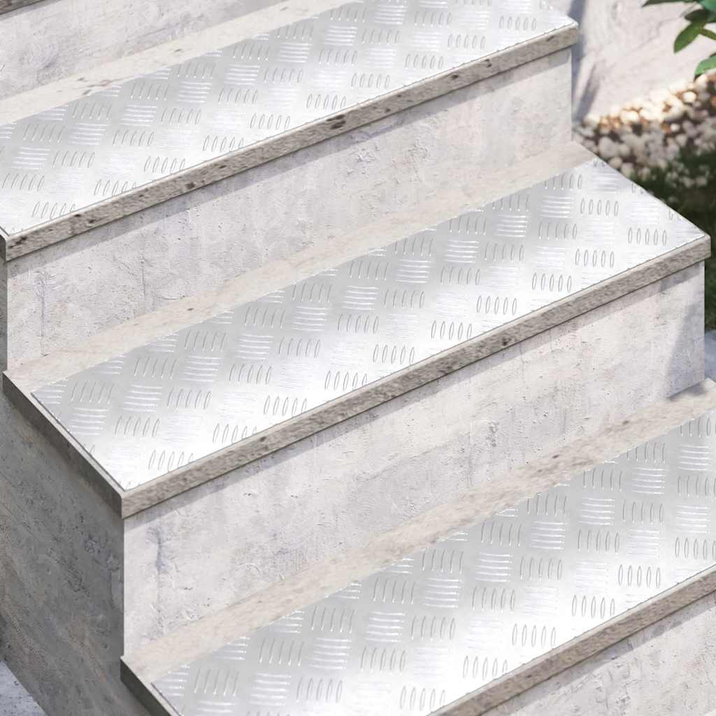 Trap Tread Rechthoekig 2 pcs Zilver 80 x 20 cm Aluminium