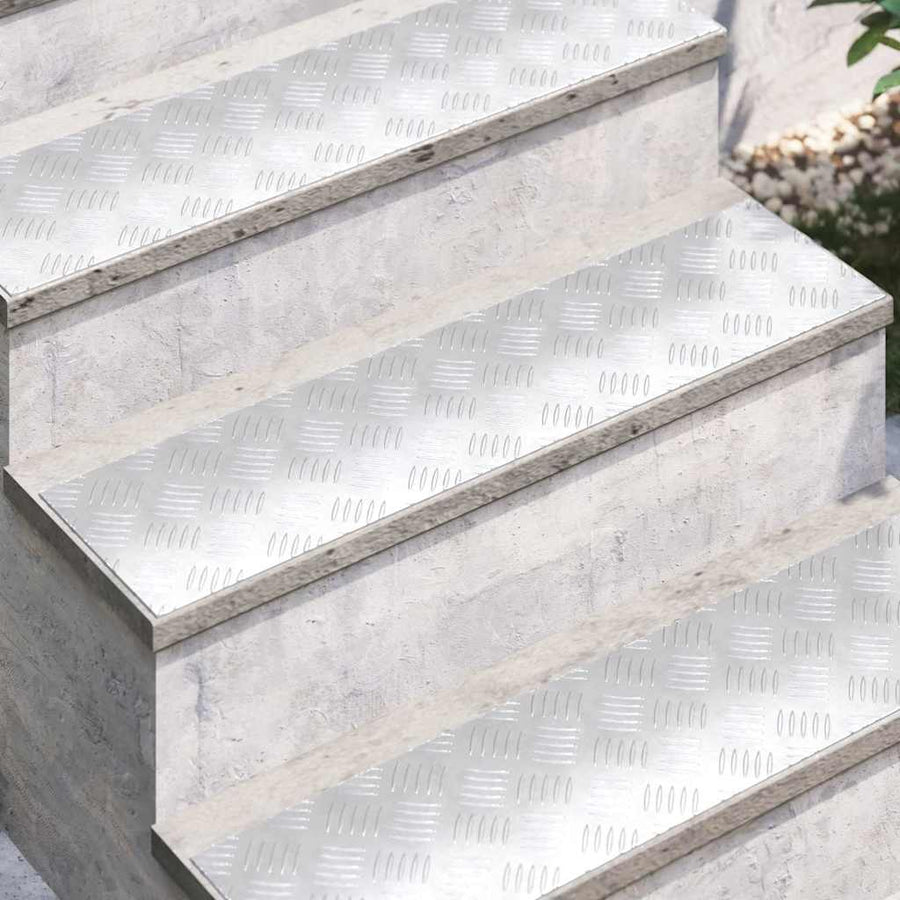 Trap Tread Rechthoekig 2 pcs Zilver 80 x 20 cm Aluminium