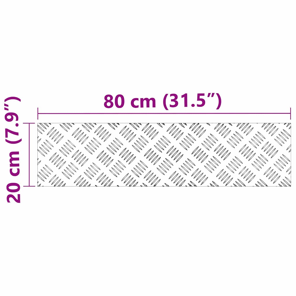 Trap Tread Rechthoekig 2 pcs Zilver 80 x 20 cm Aluminium