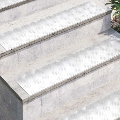 Trap Tread Rechthoekig 2 pcs Zilver 90 x 20 cm Aluminium