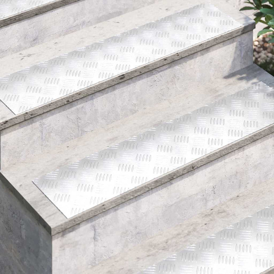 Trap Tread Rechthoekig 2 pcs Zilver 90 x 20 cm Aluminium