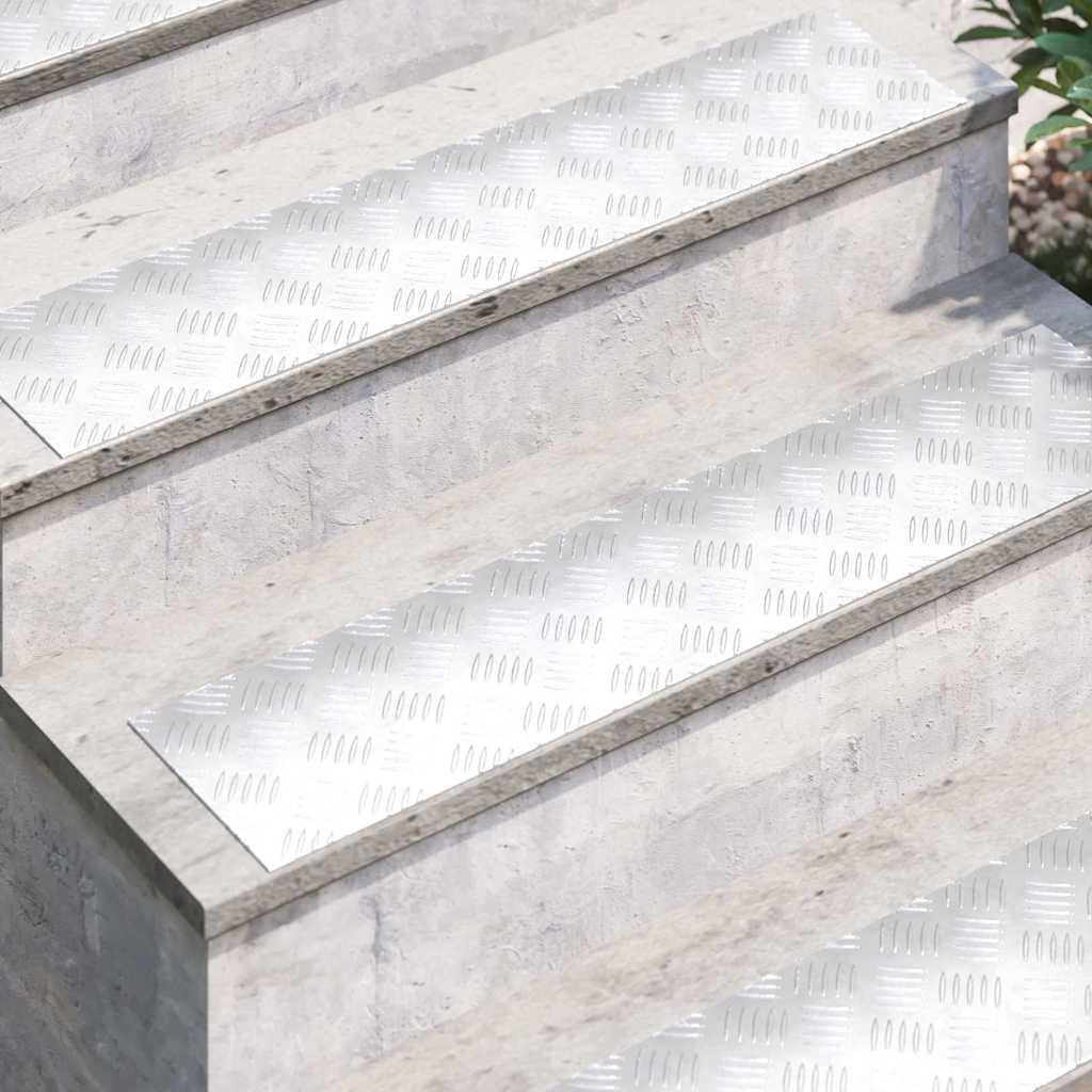 Trap Tread Rechthoekig 2 pcs Zilver 90 x 20 cm Aluminium