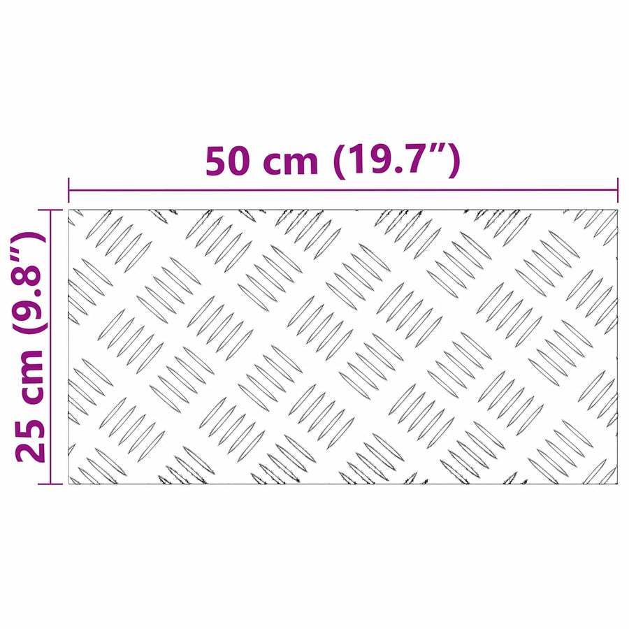 Trap Tread Rechthoekig 2 pcs Zilver 50 x 25 cm Aluminium