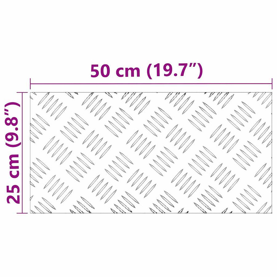 Trap Tread Rechthoekig 2 pcs Zilver 50 x 25 cm Aluminium