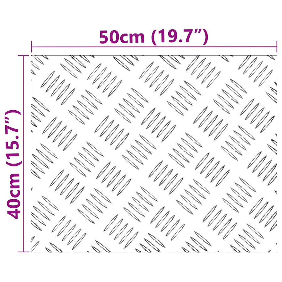 Checker Plaat 4 pcs Zilver 50 x 40 cm Aluminium