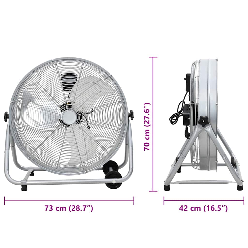 Trommelventilator met wiel Zilver 73 x 42 x 70 cm Aluminium