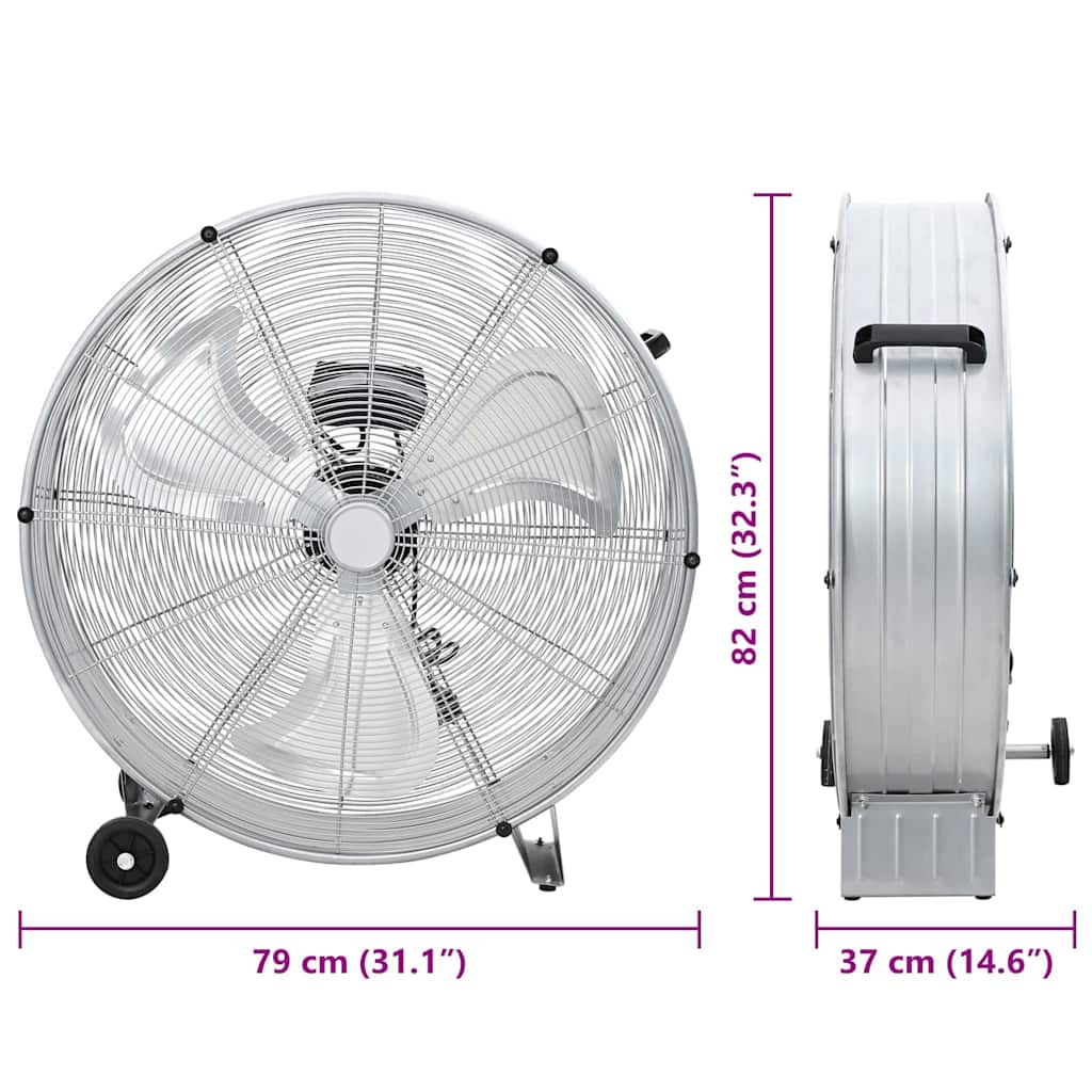 Trommelventilator met wiel Zilver 79 x 37 x 82 cm Aluminium