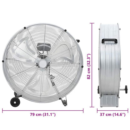 Trommelventilator met wiel Zilver 79 x 37 x 82 cm Aluminium