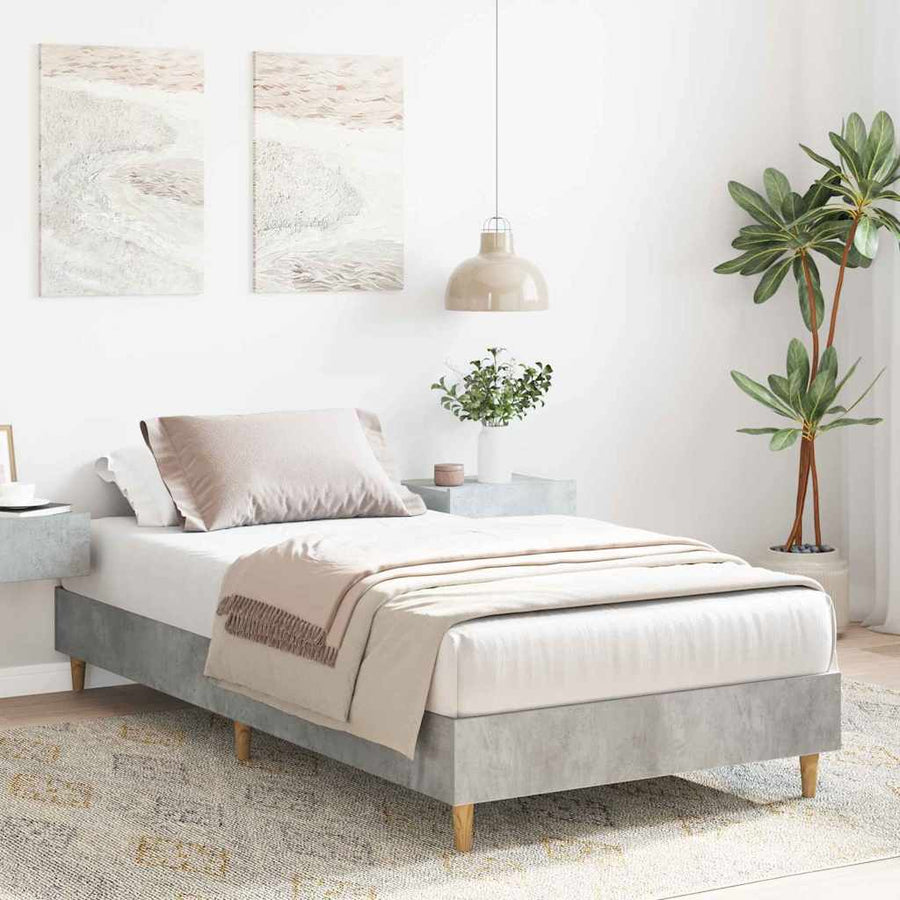 Bedframe Beton Grijs 203 x 93 x 25 cm Bewerkt hout