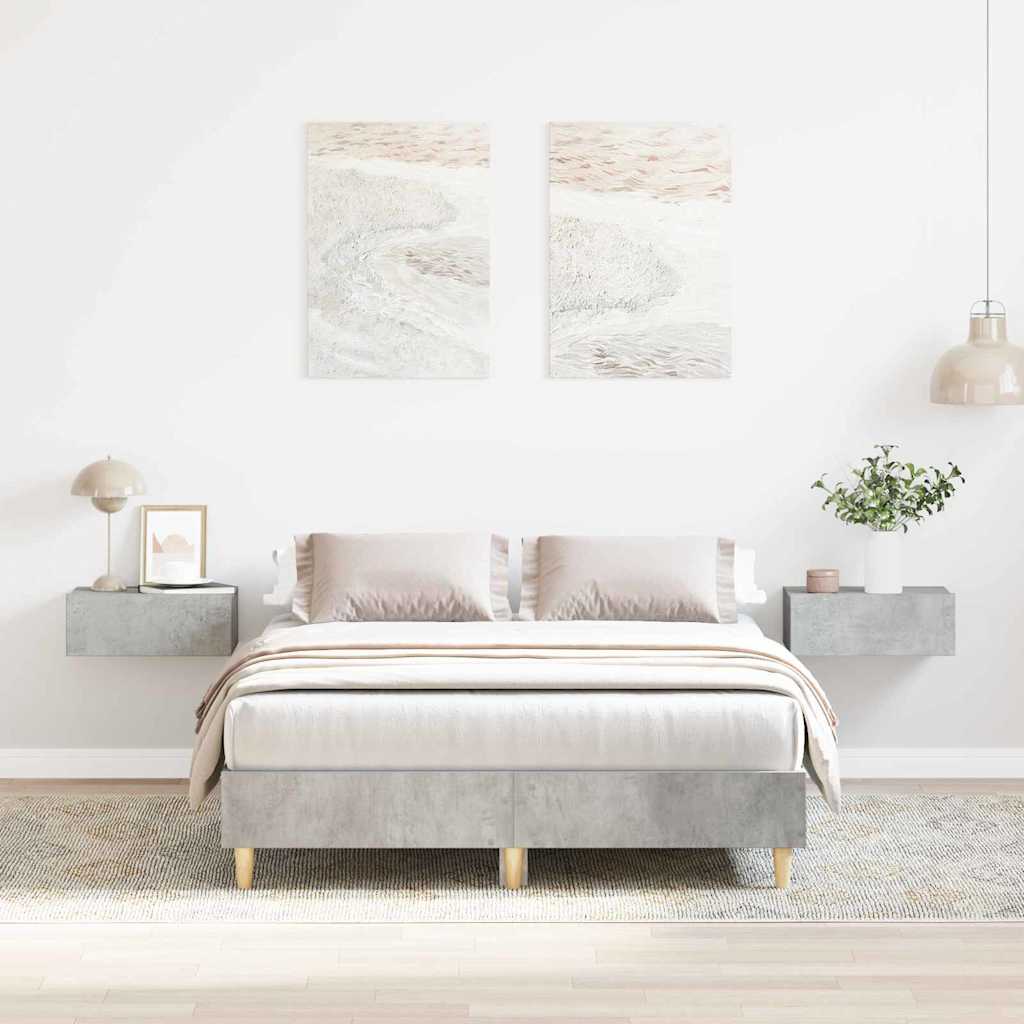 Bedframe Beton Grijs 193 x 123 x 25 cm Bewerkt hout