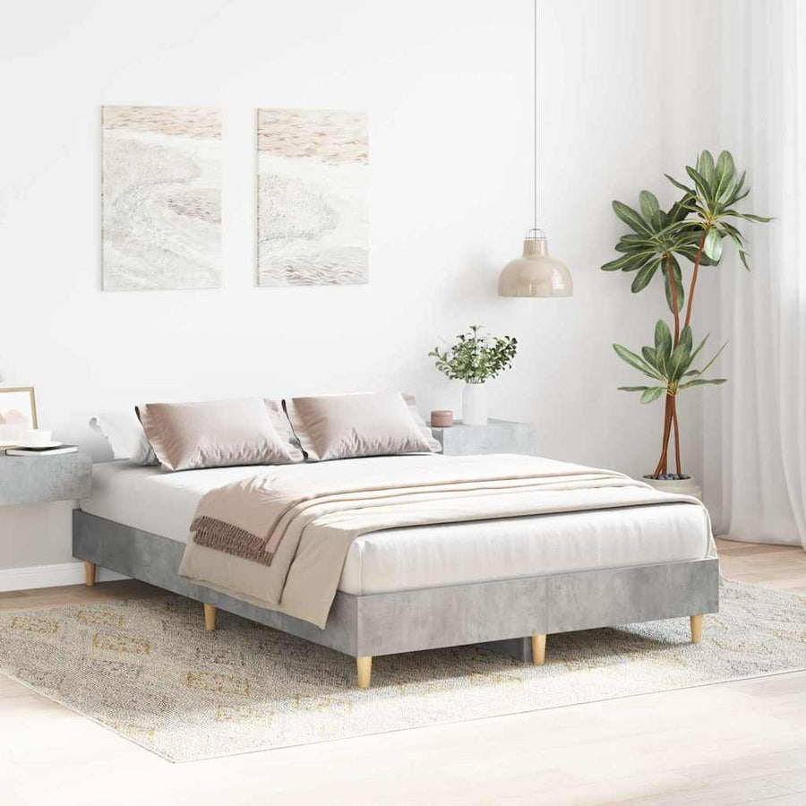 Bedframe Beton Grijs 193 x 123 x 25 cm Bewerkt hout