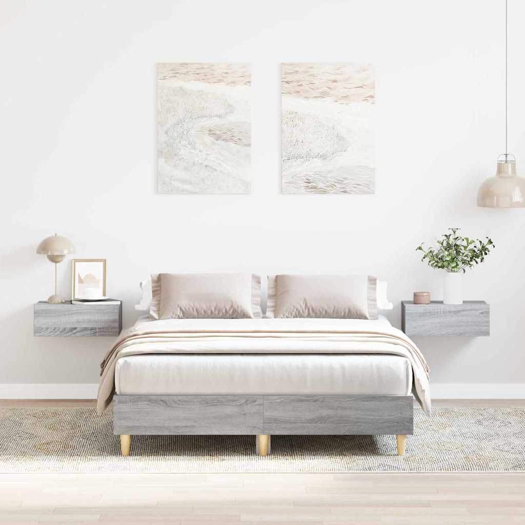 Bedframe Grijs Sonoma 193 x 123 x 25 cm Bewerkt hout