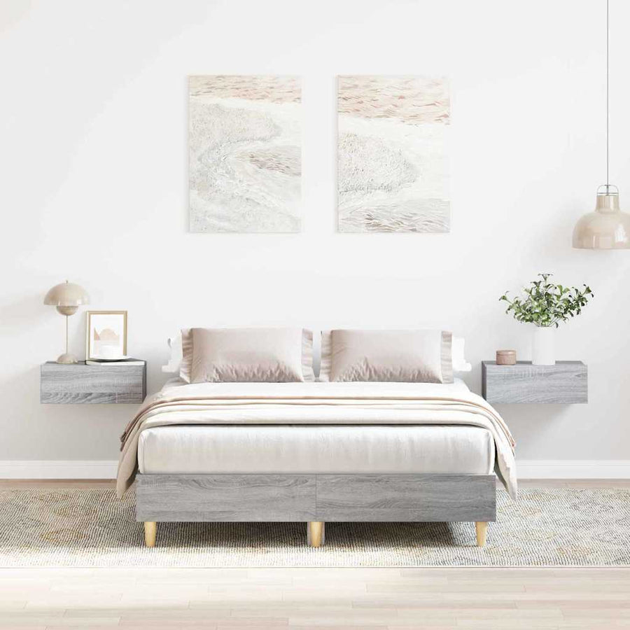 Bedframe Grijs Sonoma 193 x 123 x 25 cm Bewerkt hout