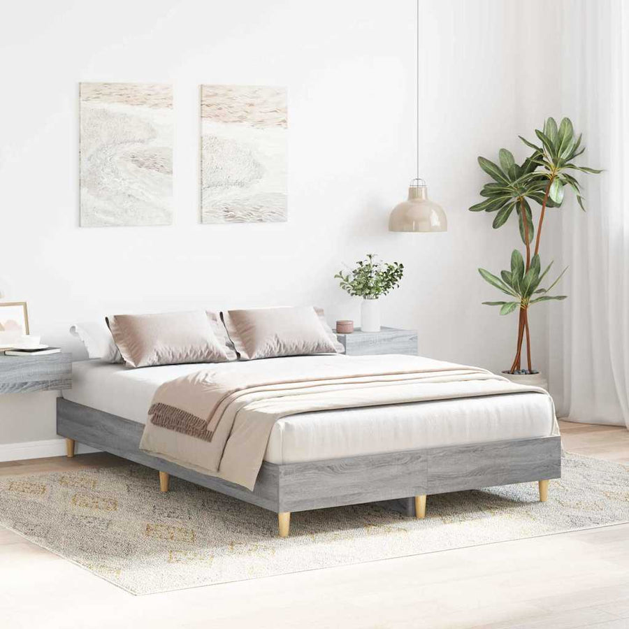 Bedframe Grijs Sonoma 193 x 123 x 25 cm Bewerkt hout