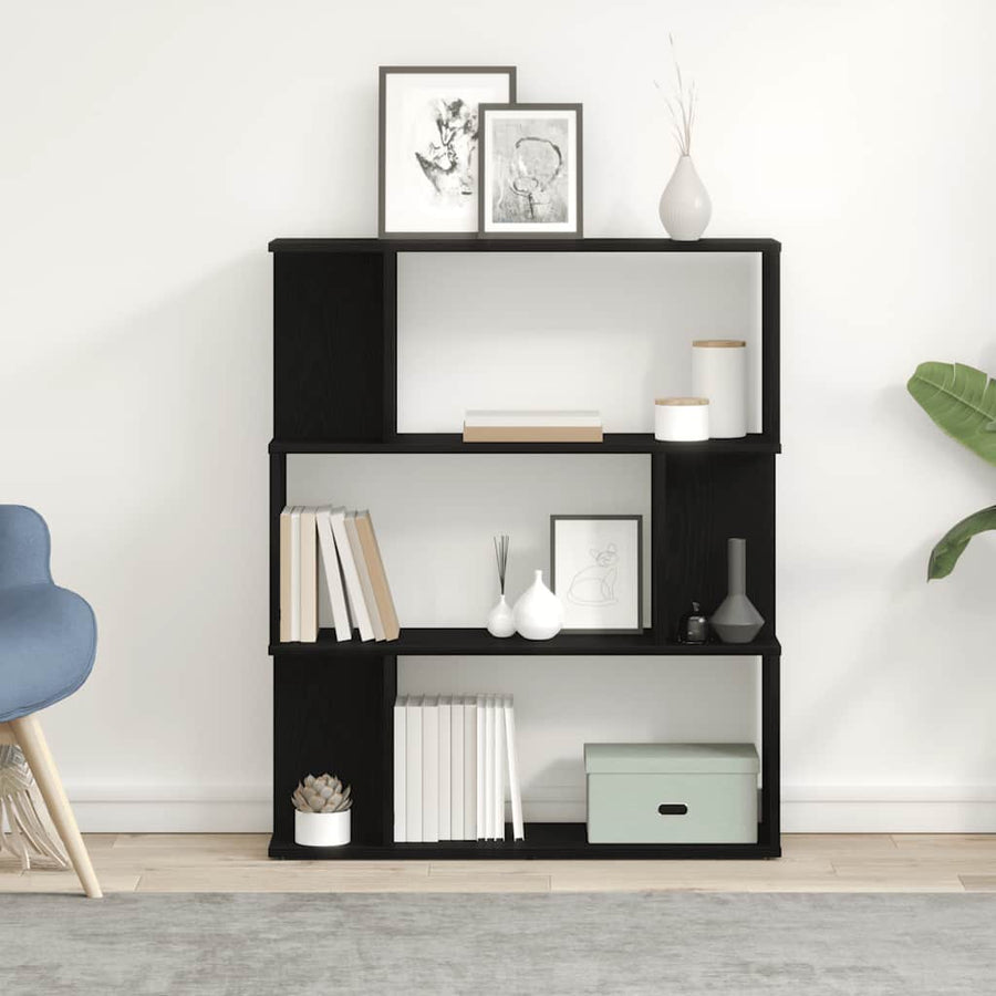 Boekenkast Zwart Eiken 80x24x96 cm Engineered Wood