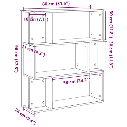 Boekenkast Zwart Eiken 80x24x96 cm Engineered Wood