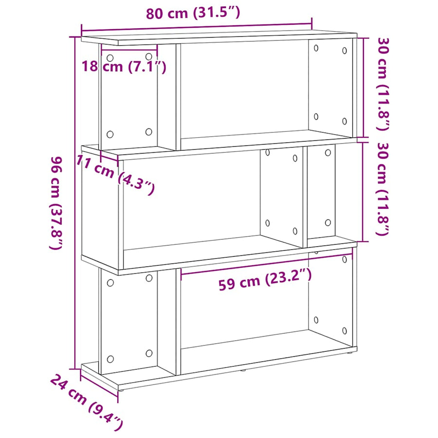Boekenkast Zwart Eiken 80x24x96 cm Engineered Wood