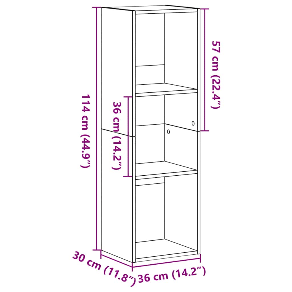 Boekenkast Zwart Eiken 36x30x114 cm Bewerkt Hout