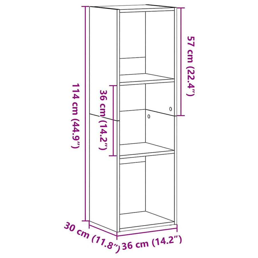 Boekenkast Zwart Eiken 36x30x114 cm Bewerkt Hout