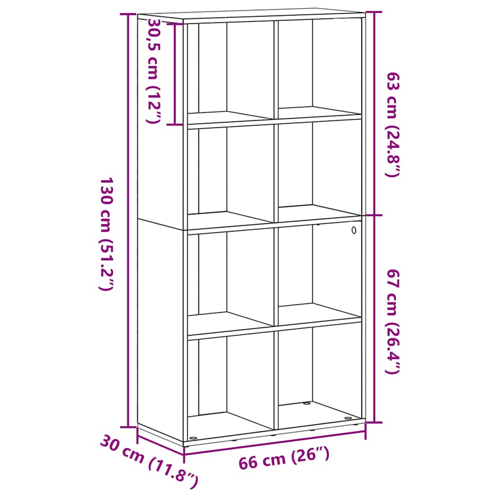 Boekenkast Zwart Eiken 66x30x130 cm Engineered Wood