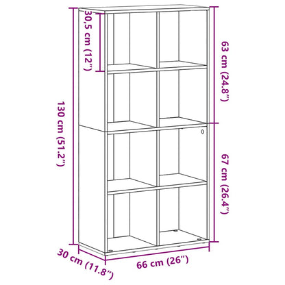 Boekenkast Zwart Eiken 66x30x130 cm Engineered Wood