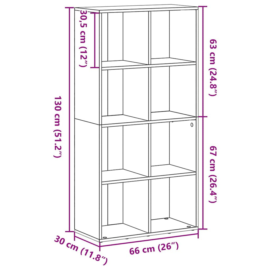 Boekenkast Zwart Eiken 66x30x130 cm Engineered Wood
