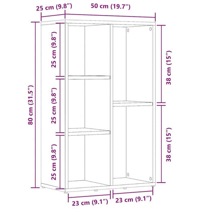 Boekenkast Zwart Eiken 50x25x80 cm Engineered Wood