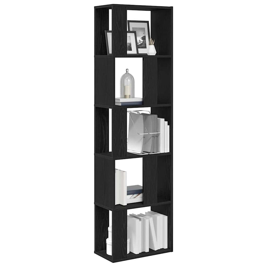 Boekenkast/scheidingsscherm spaanplaat zwart eikenkleurig