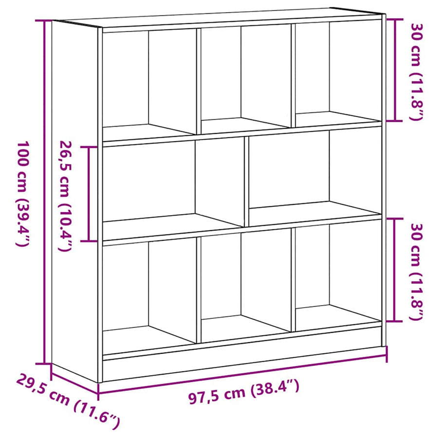 Boekenkast 97,5x29,5x100 cm spaanplaat zwart eikenkleurig