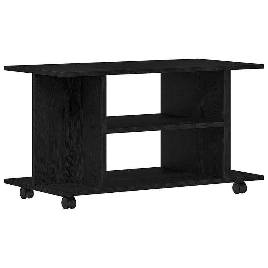 TV-meubel met wielen Zwarte eik 80x40x45 cm Engineered Wood