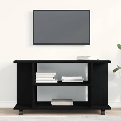 TV-meubel met wielen Zwarte eik 80x40x45 cm Engineered Wood