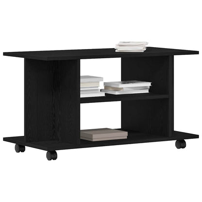 TV-meubel met wielen Zwarte eik 80x40x45 cm Engineered Wood