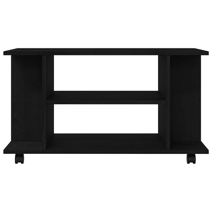 TV-meubel met wielen Zwarte eik 80x40x45 cm Engineered Wood