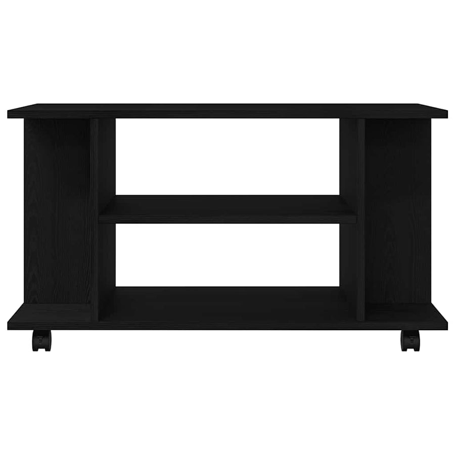 TV-meubel met wielen Zwarte eik 80x40x45 cm Engineered Wood
