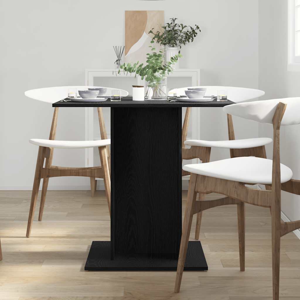 Eettafel Zwart Eiken 80x80x75 cm Bewerkt Hout