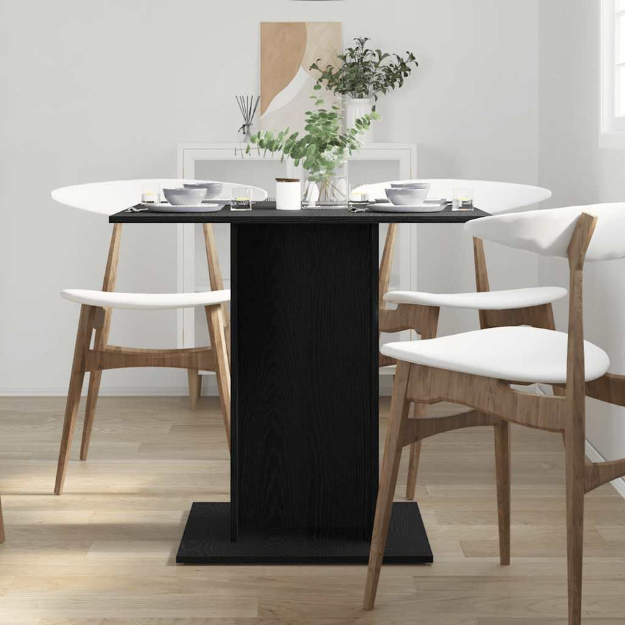 Eettafel Zwart Eiken 80x80x75 cm Bewerkt Hout