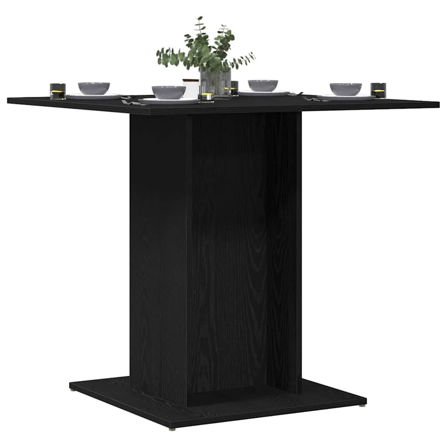 Eettafel Zwart Eiken 80x80x75 cm Bewerkt Hout