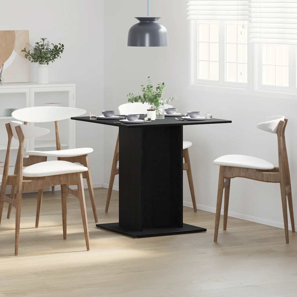 Eettafel Zwart Eiken 80x80x75 cm Bewerkt Hout