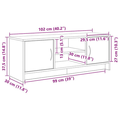 TV-meubel Zwart Eiken 102x30x37,5 cm Engineered Wood