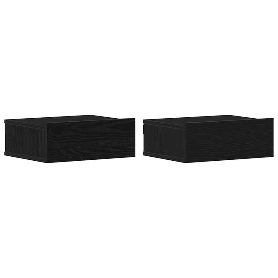 Nachtkastjes zwevend 2 st 40x32x15 cm bewerkt hout zwart eiken