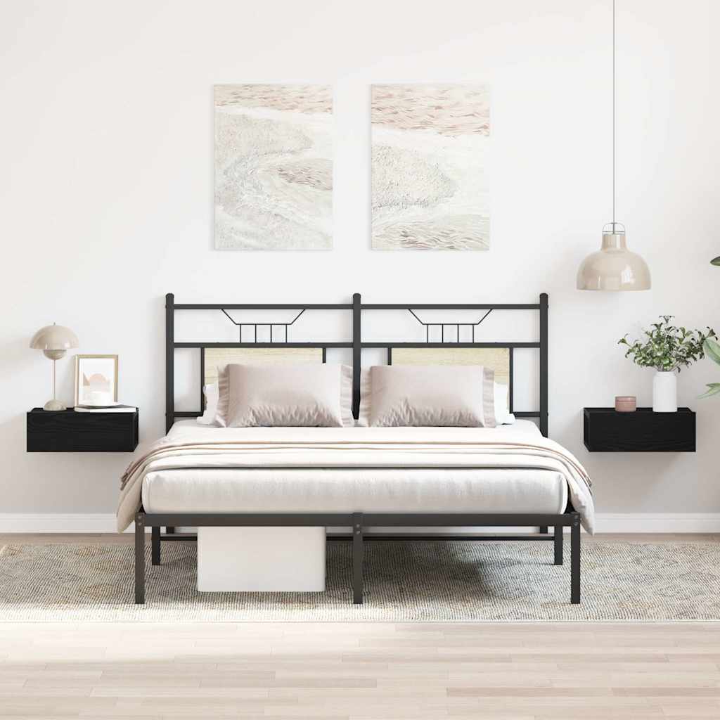 Nachtkastjes zwevend 2 st 40x32x15 cm bewerkt hout zwart eiken