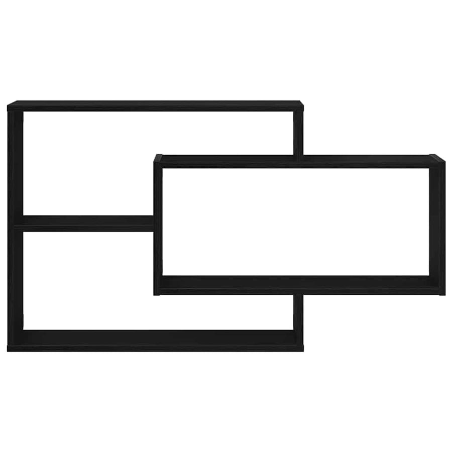 Wandplank Zwart Eiken 104x20x58,5 cm Bewerkt Hout