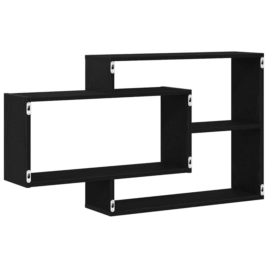 Wandplank Zwart Eiken 104x20x58,5 cm Bewerkt Hout