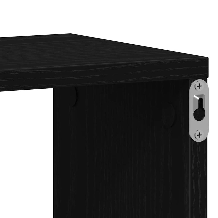 Wandplank Zwart Eiken 104x20x58,5 cm Bewerkt Hout