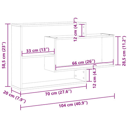 Wandplank Zwart Eiken 104x20x58,5 cm Bewerkt Hout