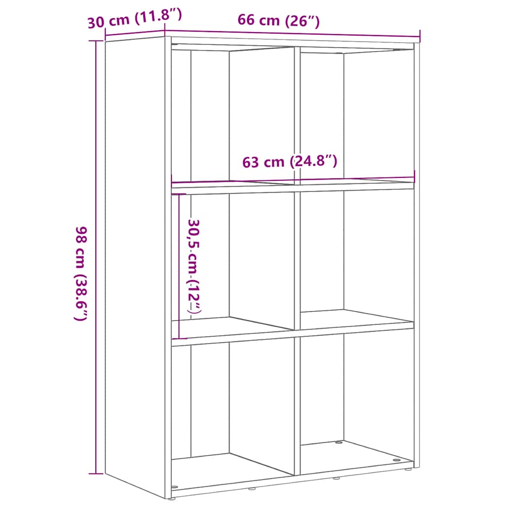 Boekenkast Zwart Eiken 66x30x98 cm Engineered Wood