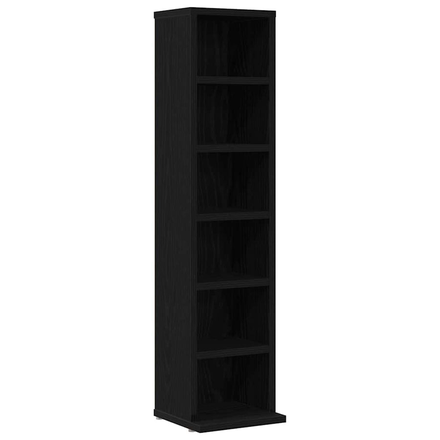 CD-kast 21x20x88 cm spaanplaat zwart eikenkleurig