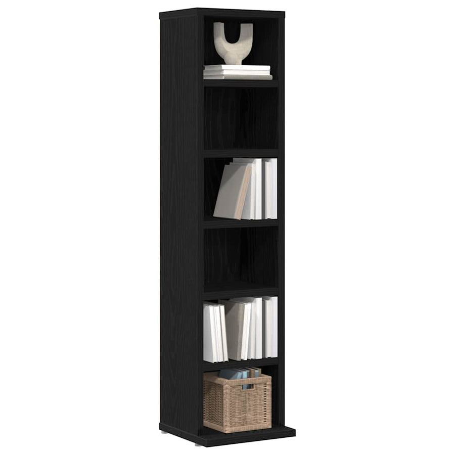 CD-kast 21x20x88 cm spaanplaat zwart eikenkleurig
